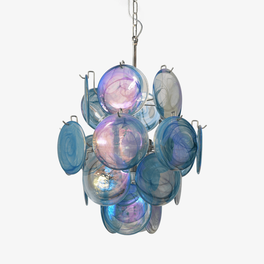 Aurora Chandelier en Verre de Murano Bleu Disque Vintage - Neutralighting