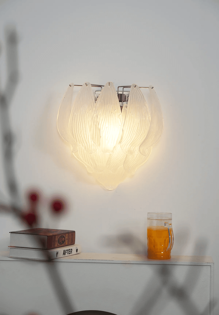 Aurora Applique Murale Murano Verre Pétale Givré Cascadant - Neutralighting