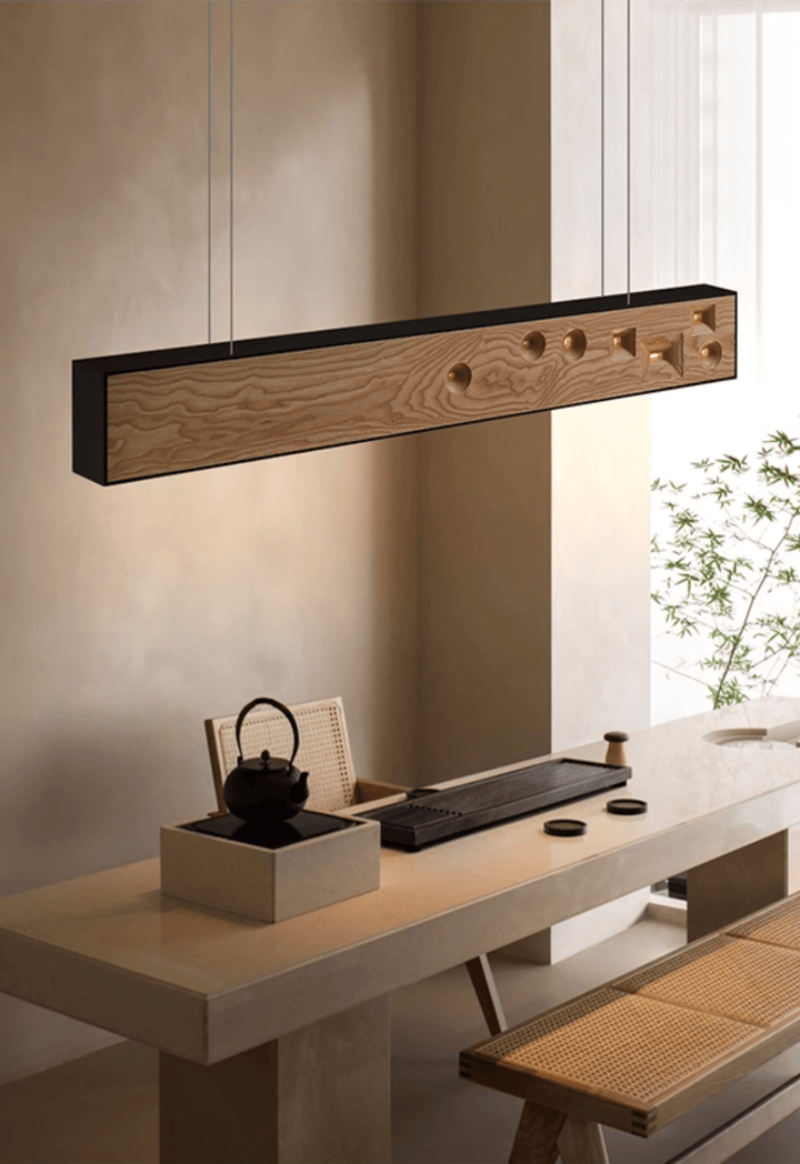 Lustra Suspension Bois Pierre Précieuse Linéaire LED - Neutralighting