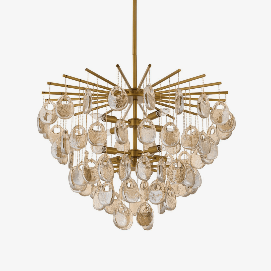 Aurora Chandelier à Gouttes en Verre Ambre Texturé - Neutralighting