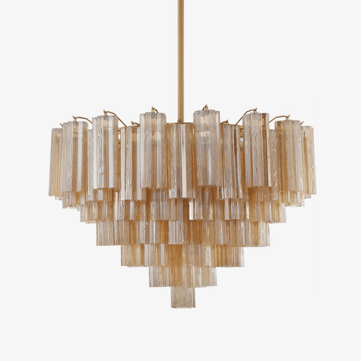 Aurora Chandelier en Tube de Verre Superposé Ambre - Neutralighting
