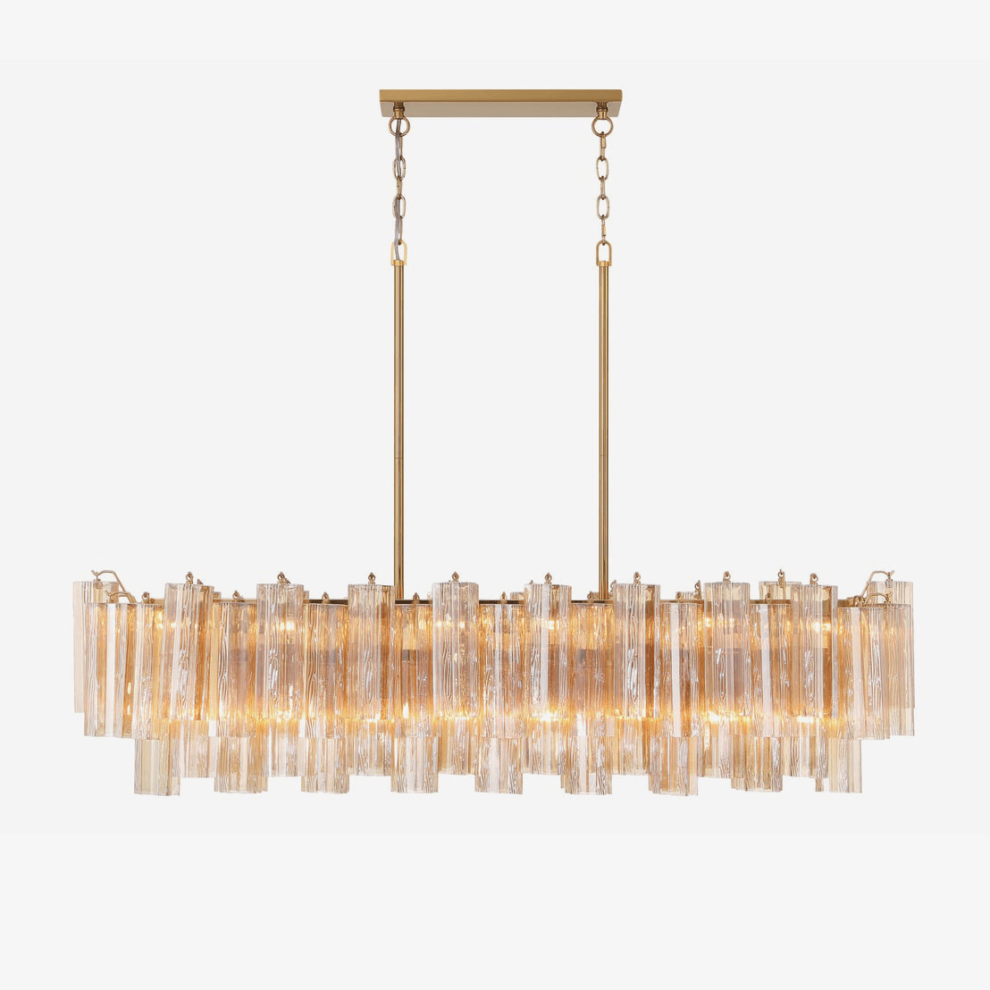 Aurora Chandelier en Tube de Verre Superposé Ambre - Neutralighting