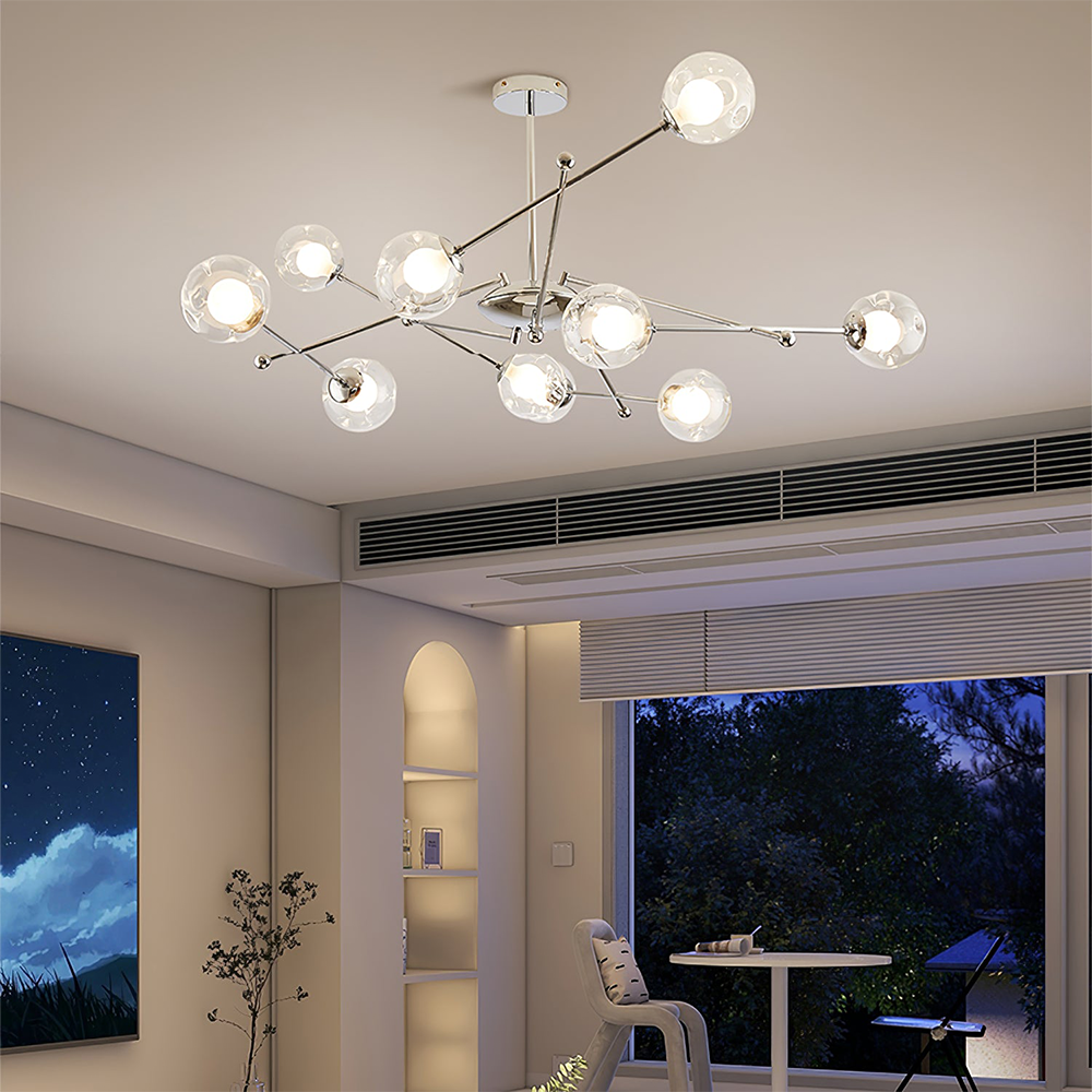 Valentina Lustre Bauhaus Nordique Argent Métal Verre Salon - Neutralighting