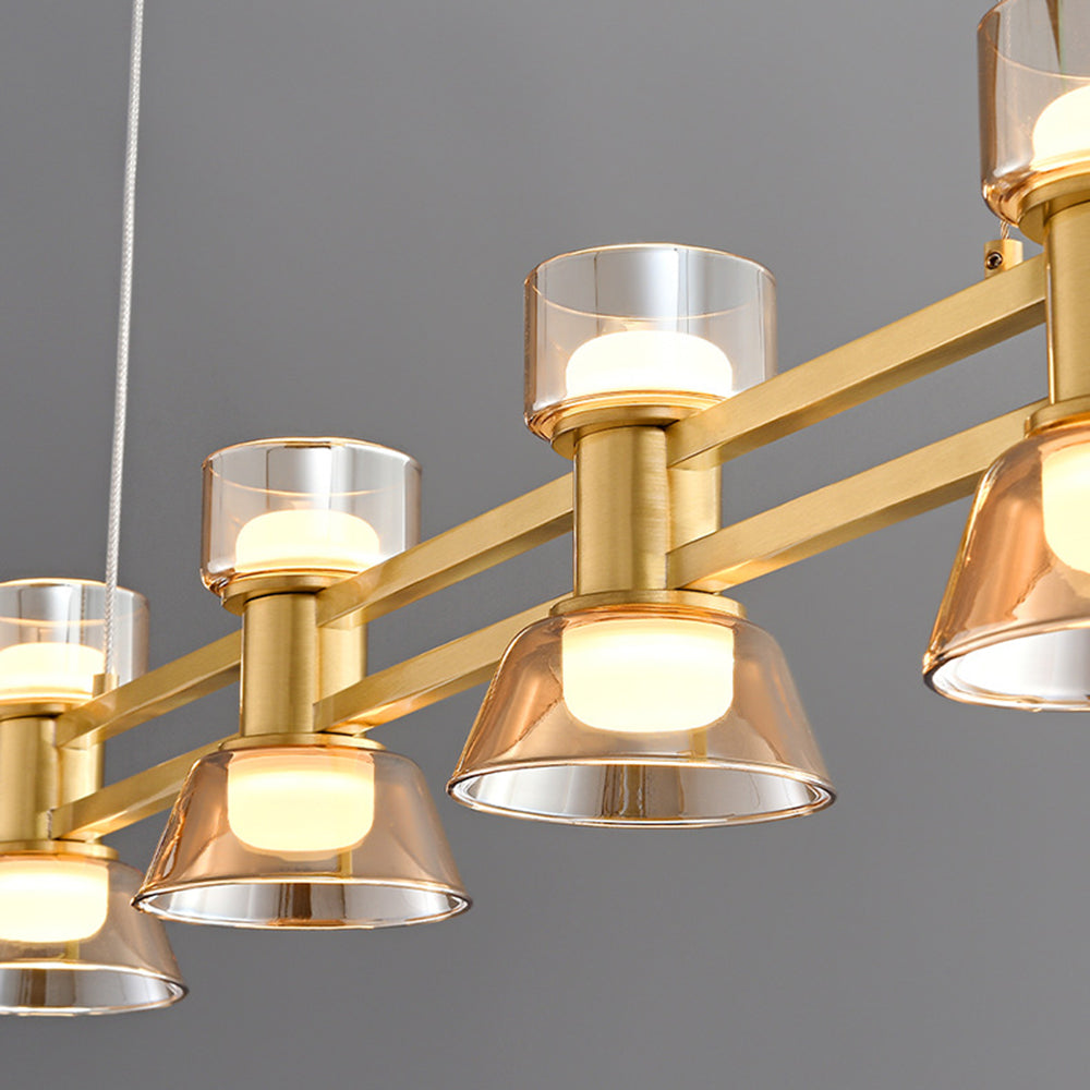 Arisha Suspension Linéaire Simple, Cuivre/Verre, Noir/Or, Salle de Bain/Chambre - Neutralighting
