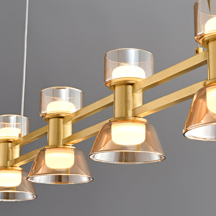 Arisha Suspension Linéaire Simple, Cuivre/Verre, Noir/Or, Salle de Bain/Chambre - Neutralighting