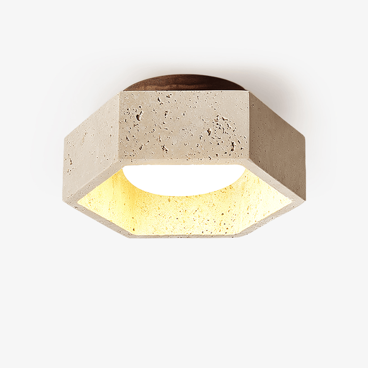 Hexara Lumière de Plafond Hexagonale en Travertin - Neutralighting