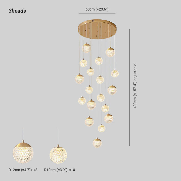 Arisha Luminaires Suspensions Multi/Bulle Moderne Métal/Acrylique Doré Chambre à Coucher - Neutralighting