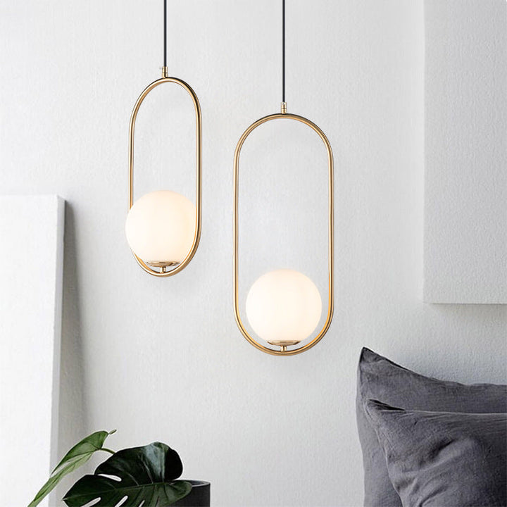 Ilra Suspension Anneau/Boule Moderne. Métal/Acrylique. Doré/Noir. Salon - Neutralighting