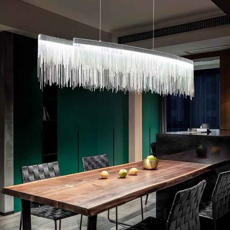 Arisha Suspension Linéaire Luxueux, Acrylique/Metal, Doré/Chrome, Chambre - Neutralighting