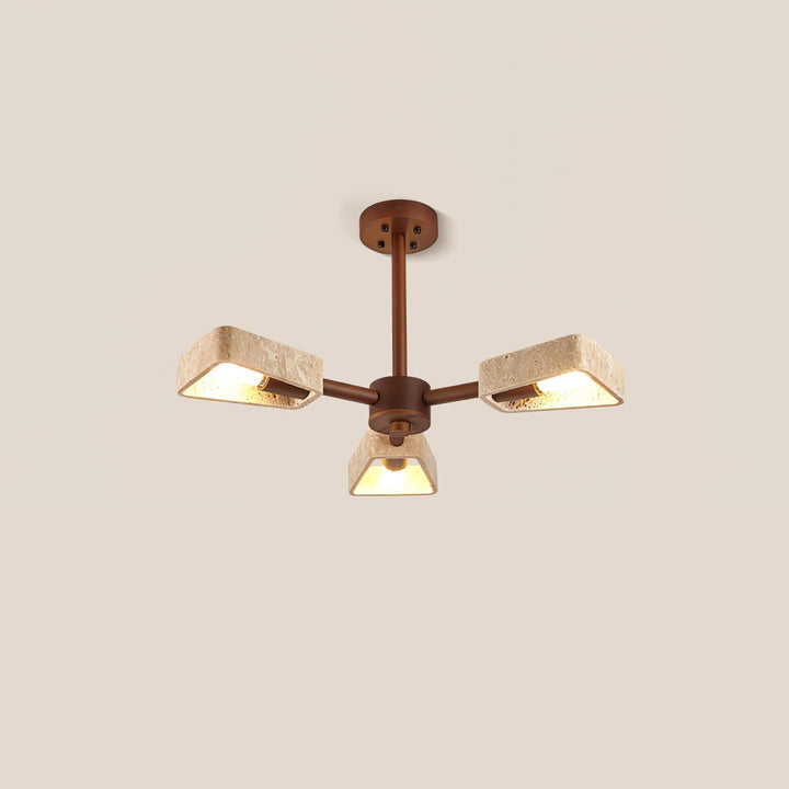 Hedra Travertone Geometric Chandelier - Neutralighting
