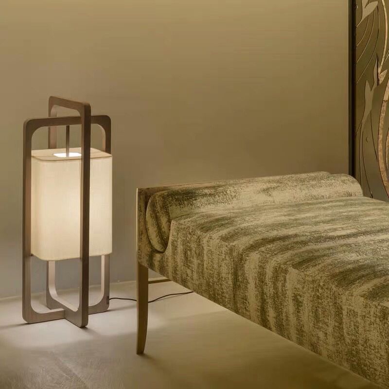 Muto Lampadaire Rectangulaire Moderne, Bois/Tissu, Bois, Salon - Neutralighting
