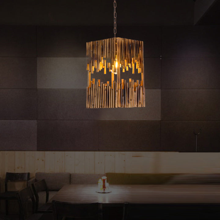 Epoch Suspension Rectangulaire Naturelle, Metal/Bois, Marron, Salon - Neutralighting