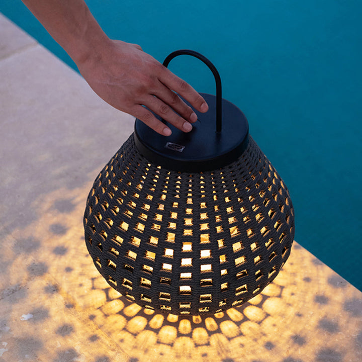 Ritta Vintage Petie LED Lampadaire Brun Métal/Tissu Extérieur - Neutralighting
