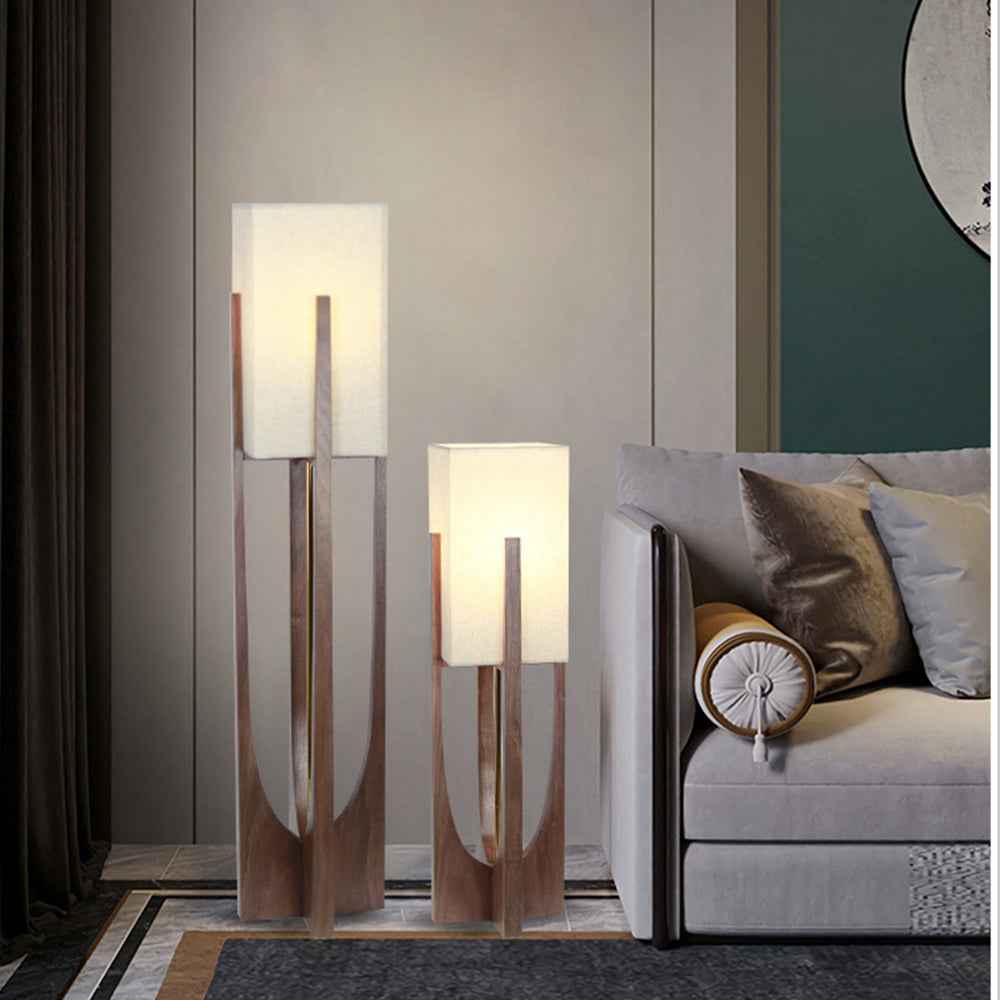 Muto Lampadaire Rectangulaire Naturel, Tissu, Bois, Salon/Bureau - Neutralighting