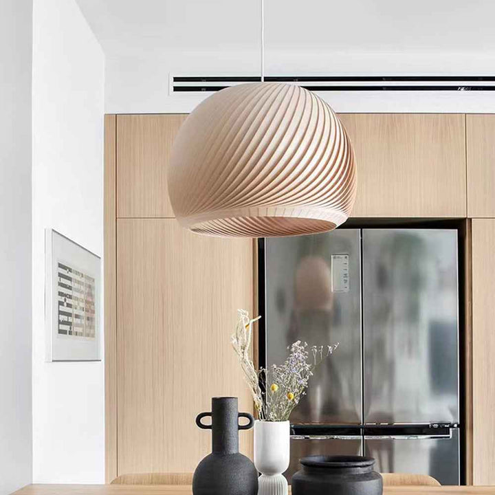 Muto Suspension Globe Naturel, Bois/Metal, Marron/Bois, Salon - Neutralighting