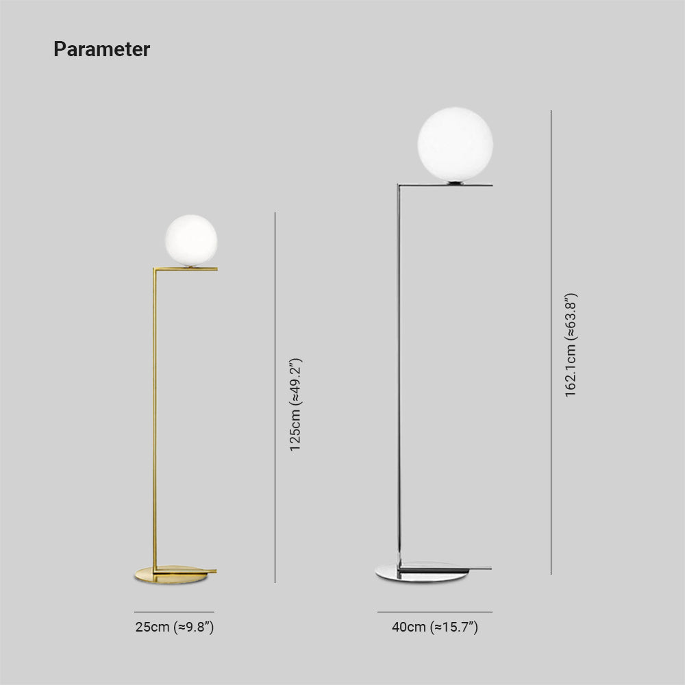 Valentina Lampadaire Globe Moderne Métal/Verre Laiton/Argent Salon/Chambre - Neutralighting