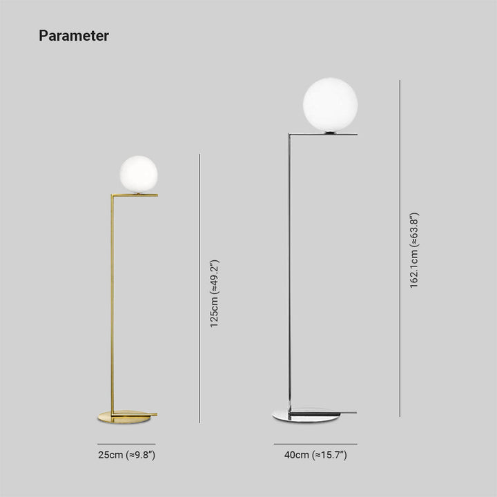 Valentina Lampadaire Globe Moderne Métal/Verre Laiton/Argent Salon/Chambre - Neutralighting