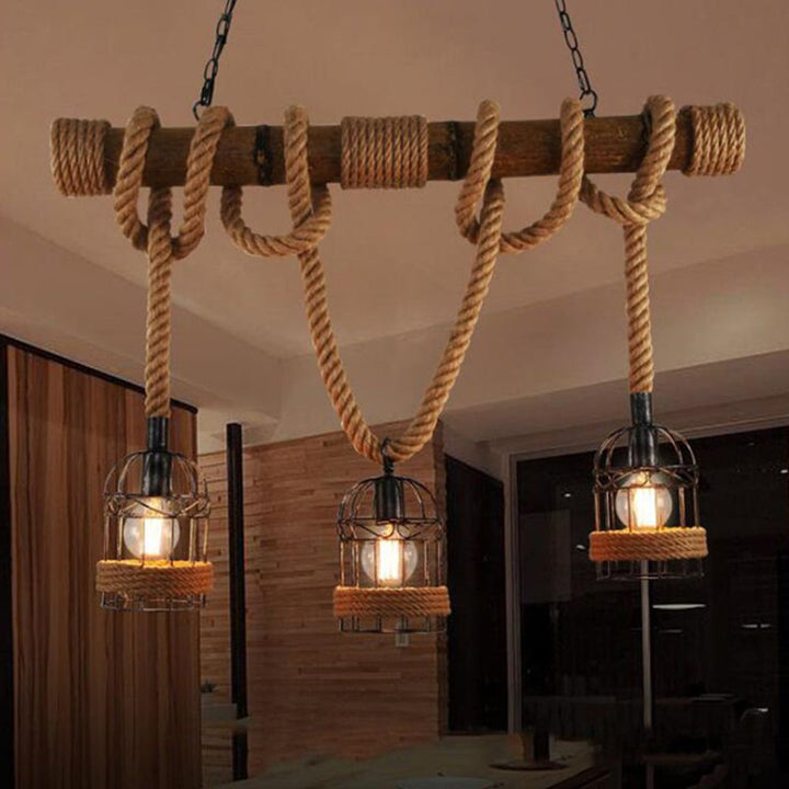 Silva Luminaires Suspensions Lanterne Vintage Métal/Bois Marron Salon/Chambre à Coucher - Neutralighting