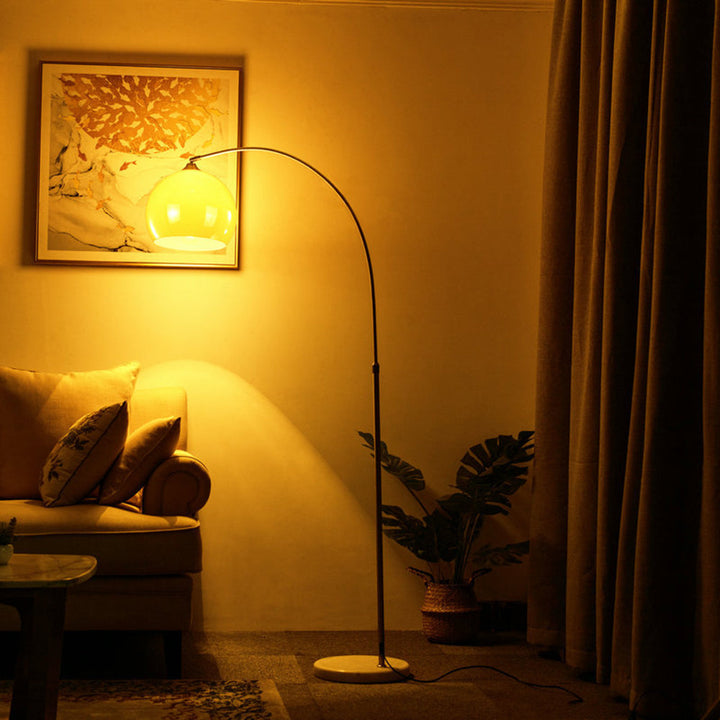 Mira Lampadaire Dôme Moderne Métal/Marbre/Acrylique Blanc/Orange Salon - Neutralighting
