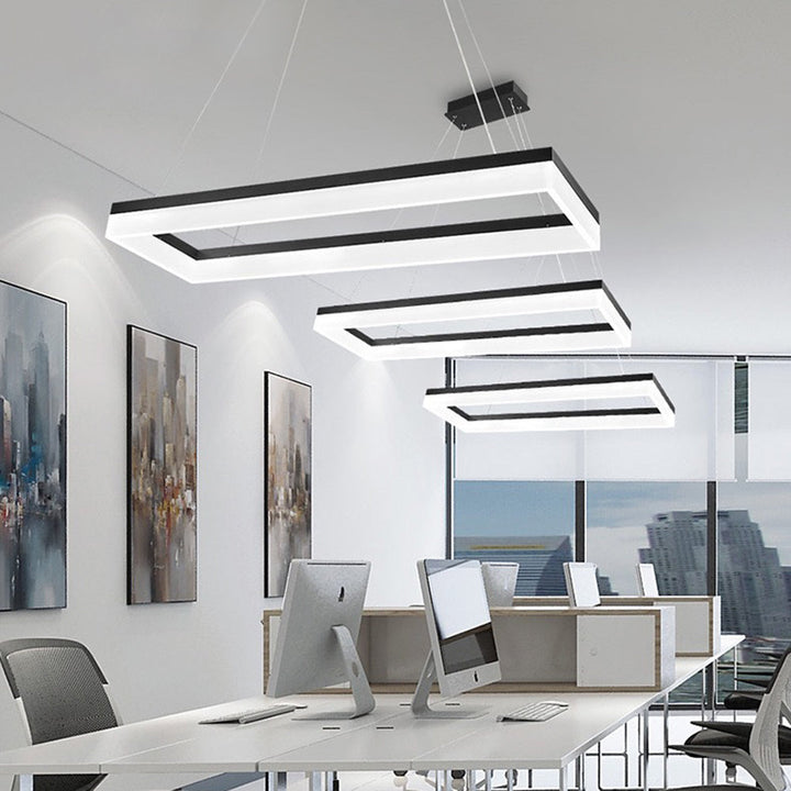 Arisha Luminaires Suspensions Carrée Simple Moderne Acrylique Noir/Blanc Salon/Chambre à Coucher/Salle à Manger - Neutralighting