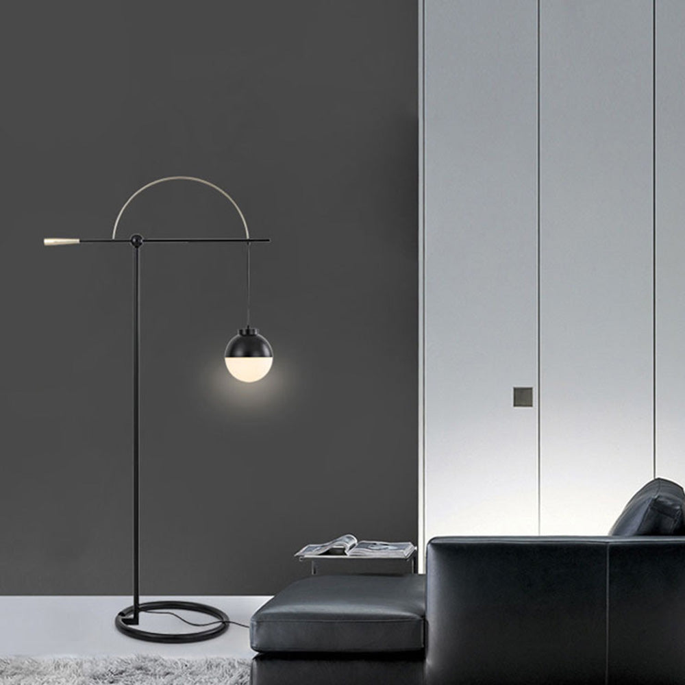 Valentina Design Lampadaire Rond Nordique Métal/Verre Noir Bureau/Chambre - Neutralighting