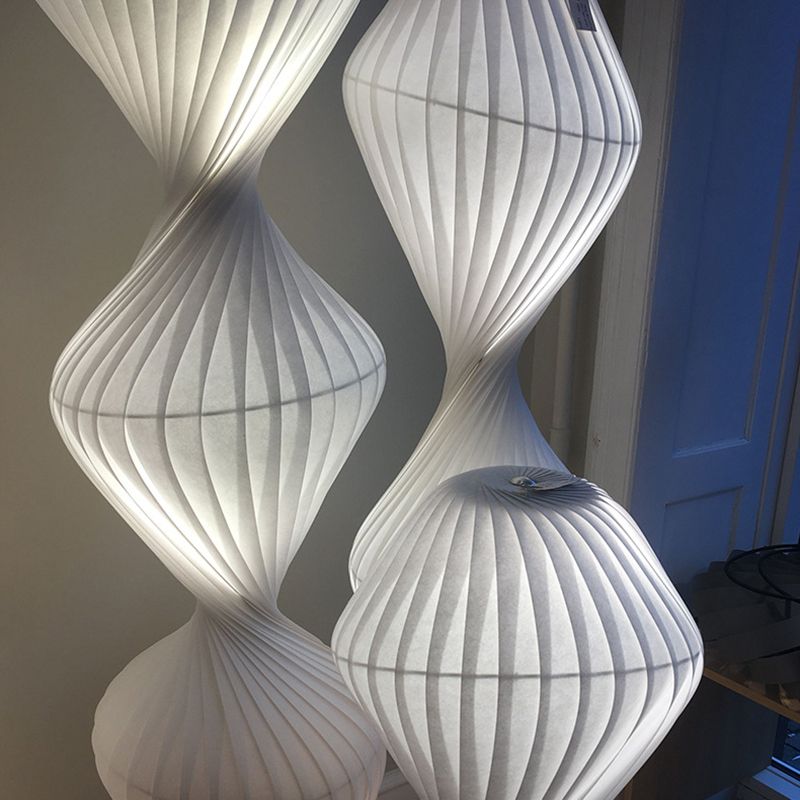 Ritta Lampadaire Plissé Moderne, Métal/Tissu, Blanc, Chambre - Neutralighting