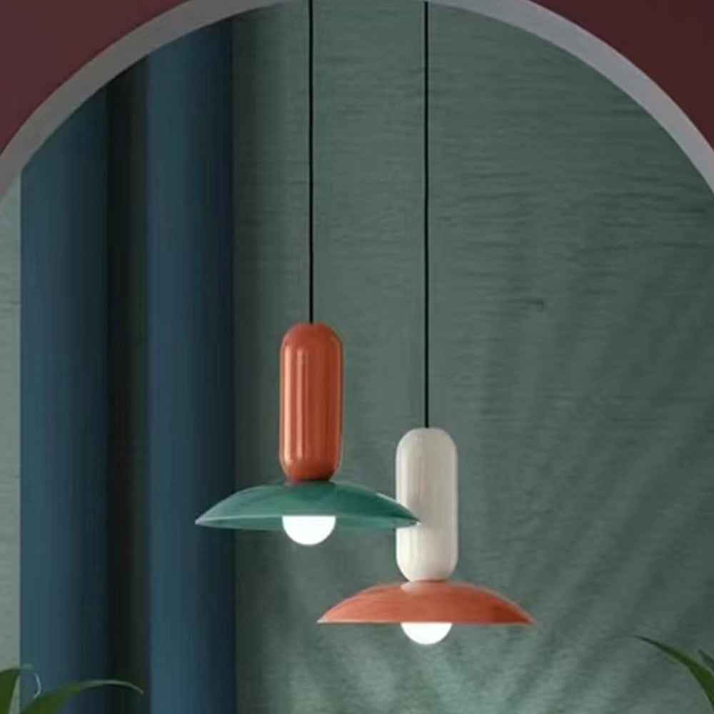 Ulmo Suspension Dôme Moderne. Metal. Vert/Blanc/Orange. Salon - Neutralighting