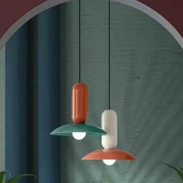 Ulmo Suspension Dôme Moderne. Metal. Vert/Blanc/Orange. Salon - Neutralighting