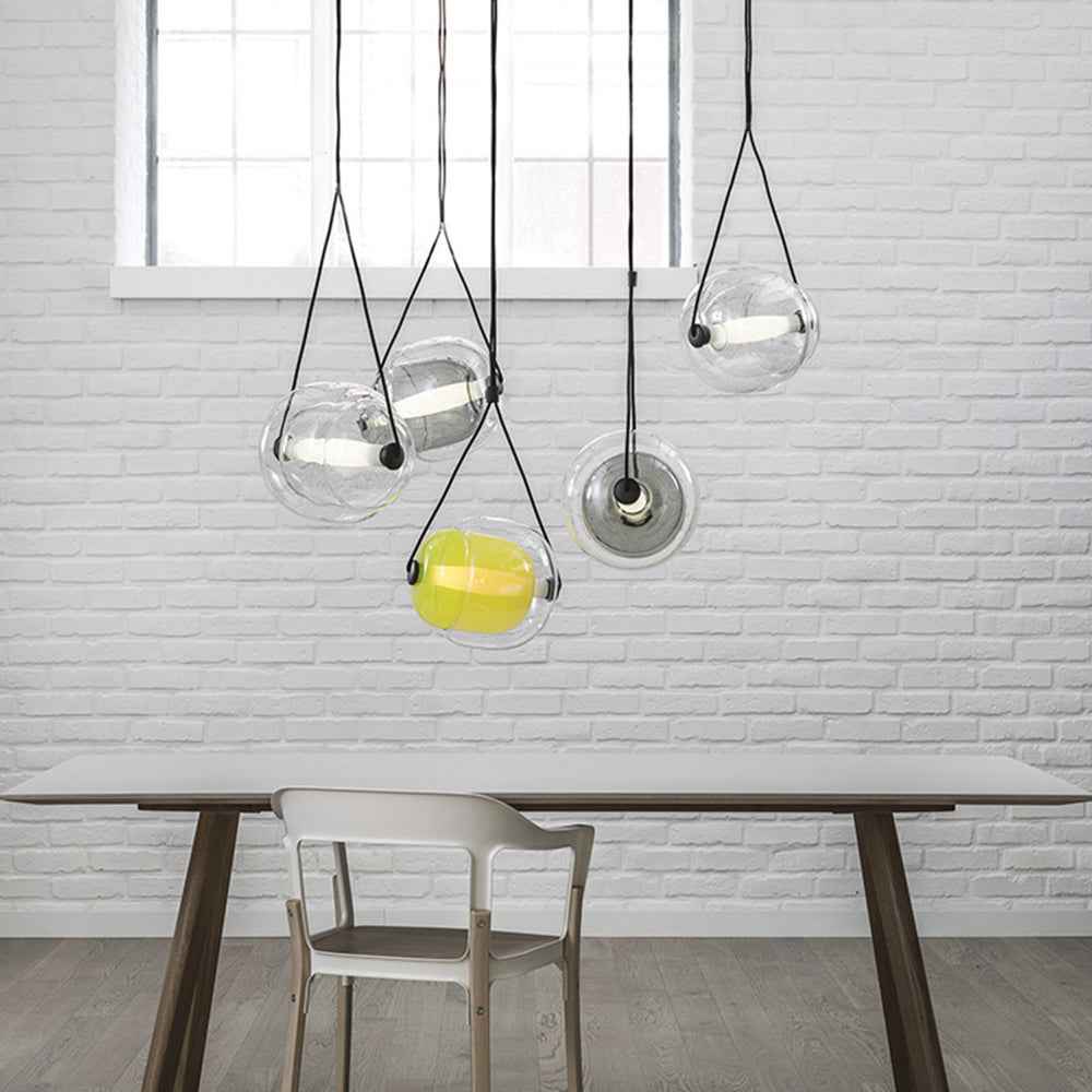Valentina Design Luminaires Suspensions Bulle Moderne LED Verre Bleu/Jaune/Rose/Blanc Salon/Chambre à Coucher - Neutralighting