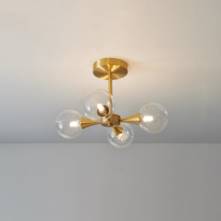 Valentina Suspension Boule Moderne, Laiton/Verre, Blanc/Claire, Salon - Neutralighting