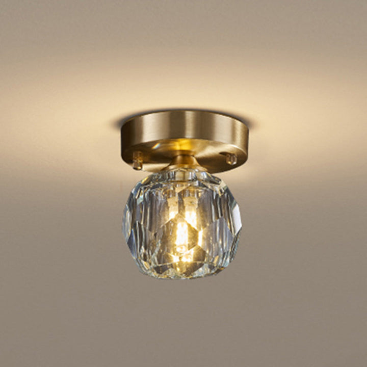 Kristy Plafonnier Diamant Cristal, Métal/Cristal, Doré, Salon - Neutralighting