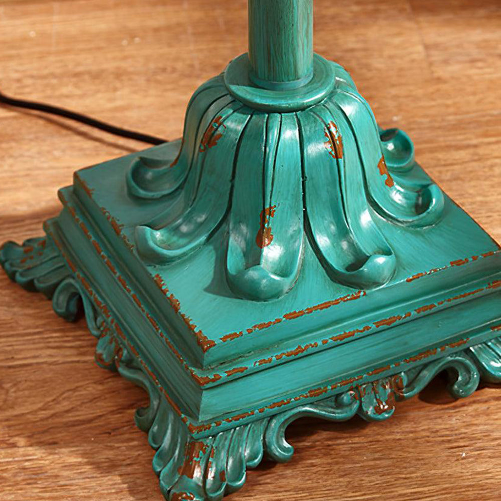 Tiffany Lampadaire Cylindre Vintage, Métal/Résine, Vert, Salon - Neutralighting