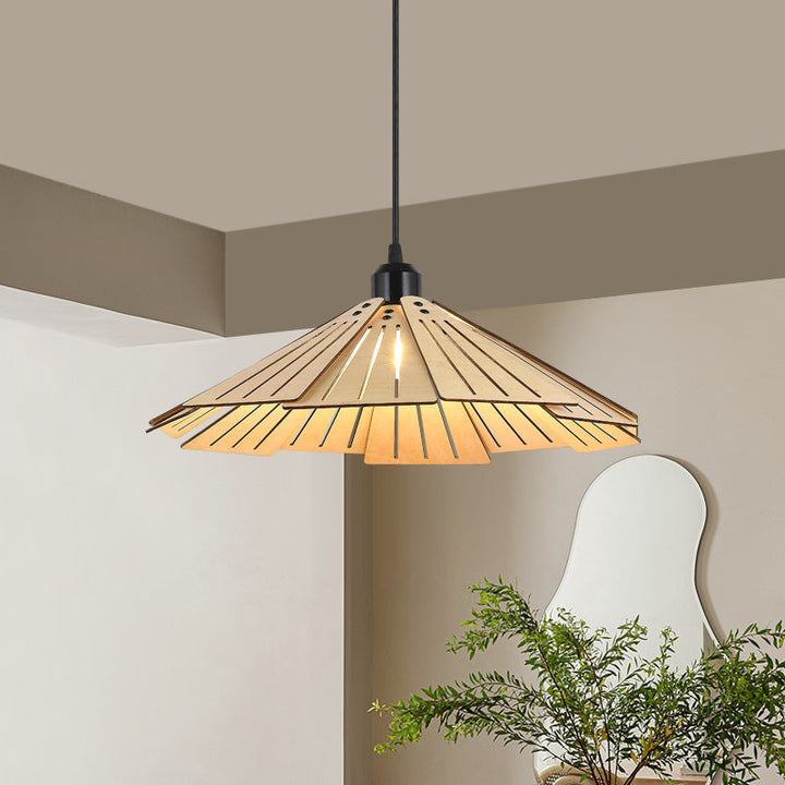 Muto Luminaires Suspension Rétro, Jaune/Brun, Métal &amp; Bois - Neutralighting