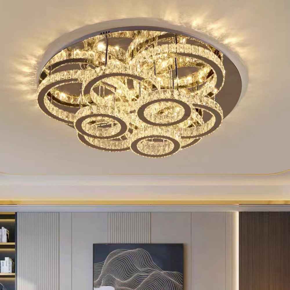 Kristy Design Italien LED Plafonnier Anneau Moderne Métal/Cristal Or Chambre à Coucher/Salle à Manger - Neutralighting