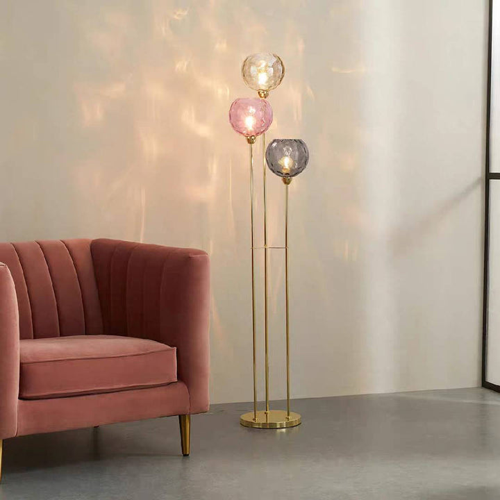 Valentina Lampadaire Boule Moderne, Métal/Verre Mat, Rouge-Gris/Orange-Bleu, Salon - Neutralighting