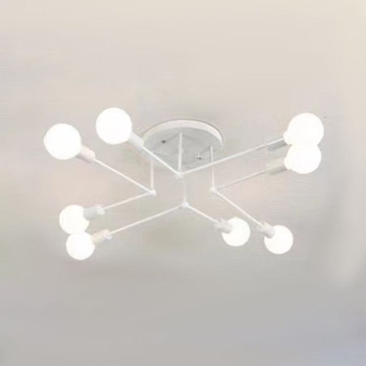 Valentina Plafonnier Linéaire Moderne, Métal/Verre, Blanc/Noir/Doré, Salon - Neutralighting