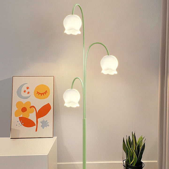 Arisha Lampadaire Fleur/Multi Art Deco, Métal/Verre, Blanc, Salon - Neutralighting
