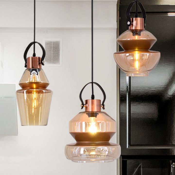 Silva Moderne LED Suspension Ambre Métal Verre Salon Salle à manger - Neutralighting