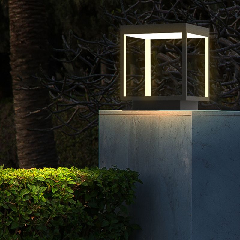 Ray Lampe de Poteau Rectangulaire Moderne, Métal, Noir, Jardin - Neutralighting