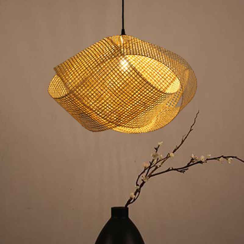 Ritta Retro LED Suspension Bois Métal Rotin Salon Salle à manger - Neutralighting