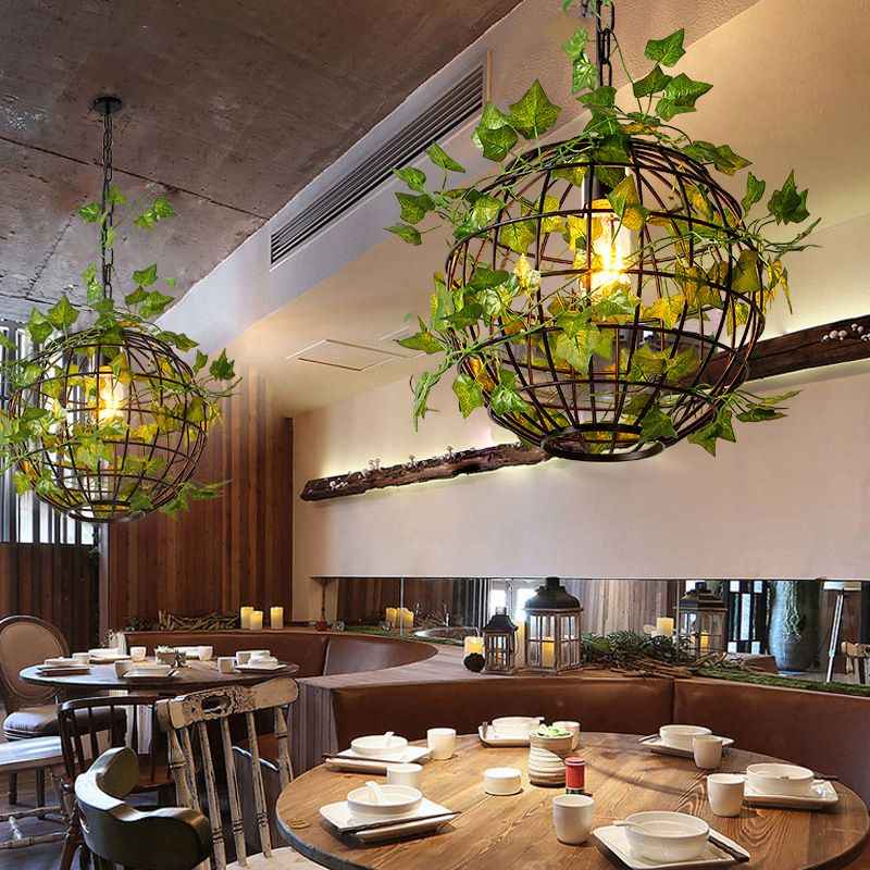 Umari Globe Art Deco LED Suspension Vert Métal Salle à Manger - Neutralighting