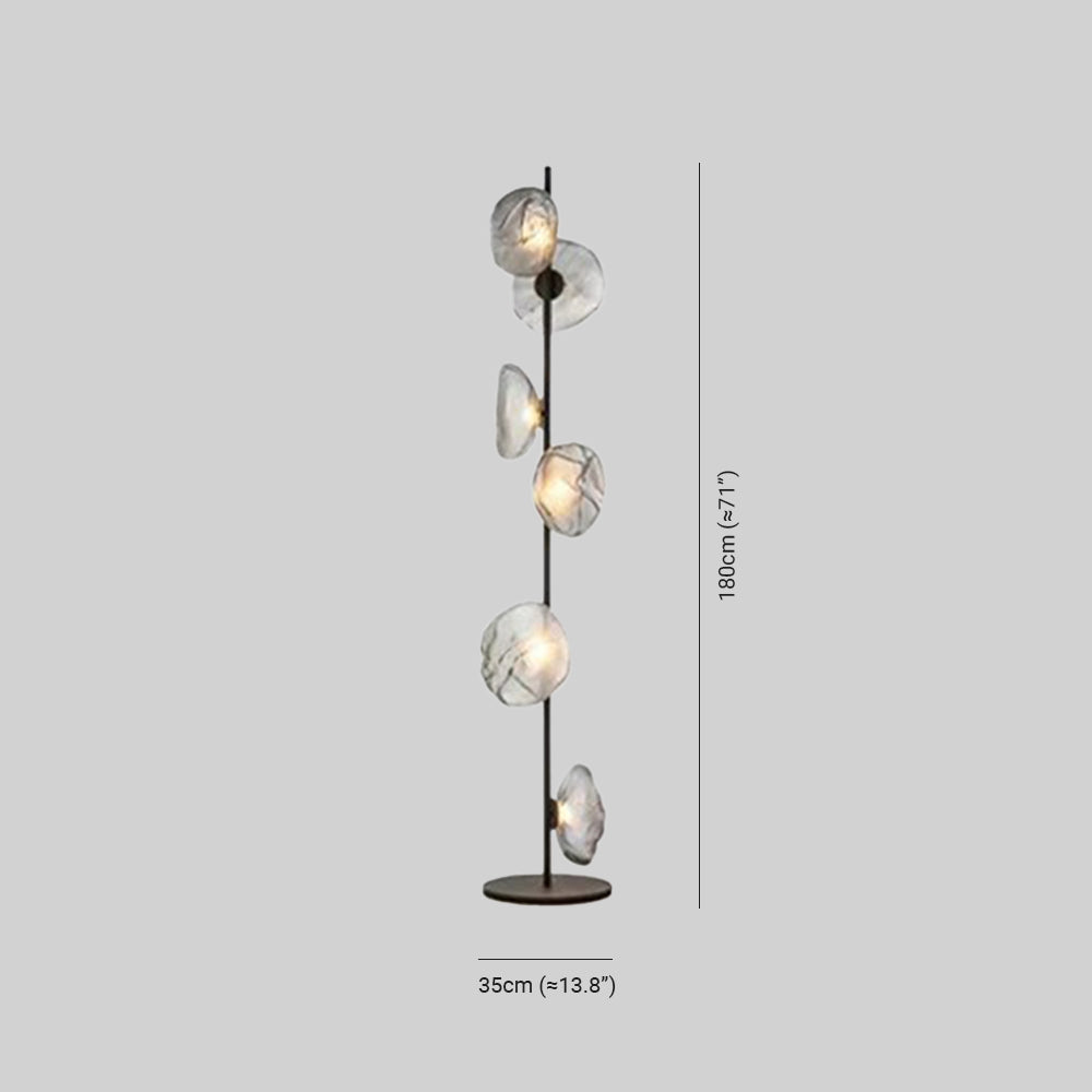 Avi Design Lampadaire Fleur Nordique Métal/Verre Noir/Or/Gris Chambre/Salon - Neutralighting
