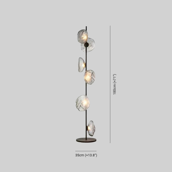 Avi Design Lampadaire Fleur Nordique Métal/Verre Noir/Or/Gris Chambre/Salon - Neutralighting