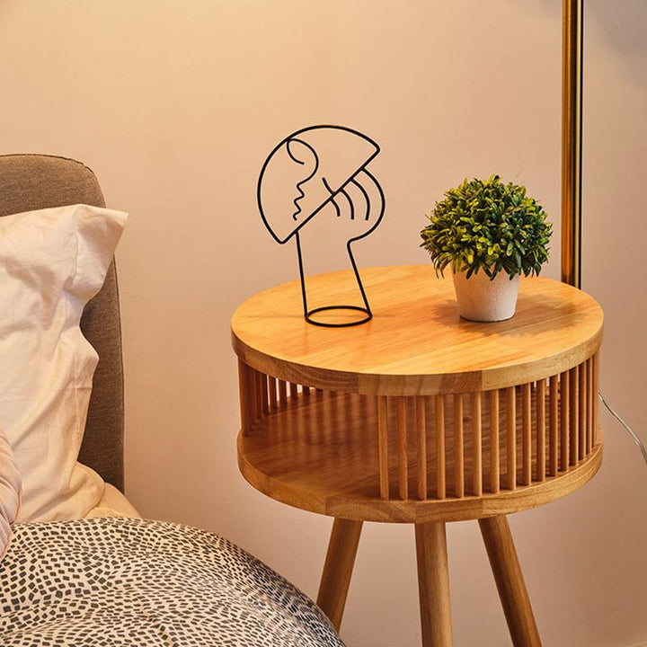 Muto Lampadaire Plissé Vintage, Métal/Tissu, Bois/Noyer, Salon - Neutralighting