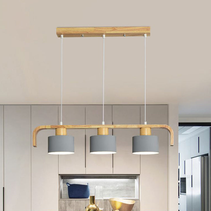 Valentina Moderne Luminaires Suspensions Cylindre Nordique Bambou Blanc/Vert/Gris Chambre à Coucher - Neutralighting