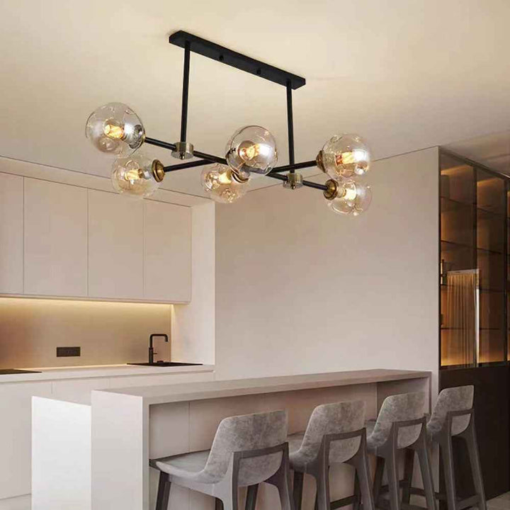 Valentina Moderne LED Suspension Noir Métal Verre Salon Chambre à Coucher - Neutralighting