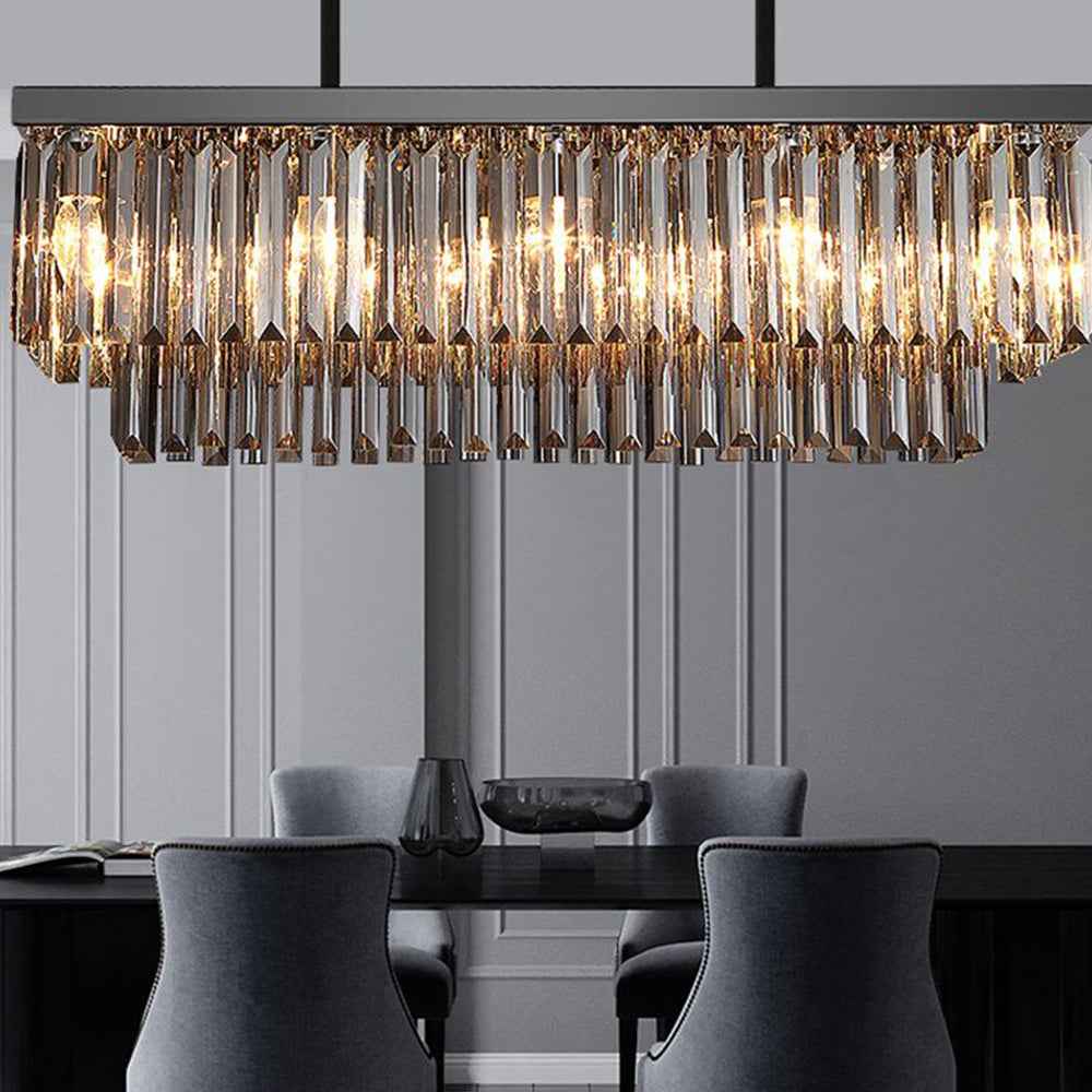 Kristy Luminaires Suspensions Grande Rectangulaire Industrielle Métal/Verre Noir Salle à Manger/Salon - Neutralighting