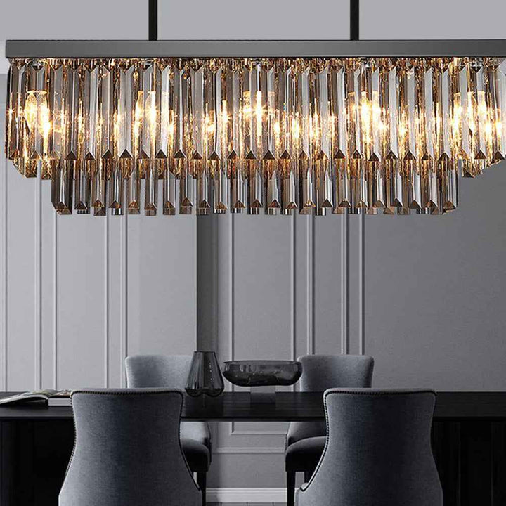 Kristy Luminaires Suspensions Grande Rectangulaire Industrielle Métal/Verre Noir Salle à Manger/Salon - Neutralighting