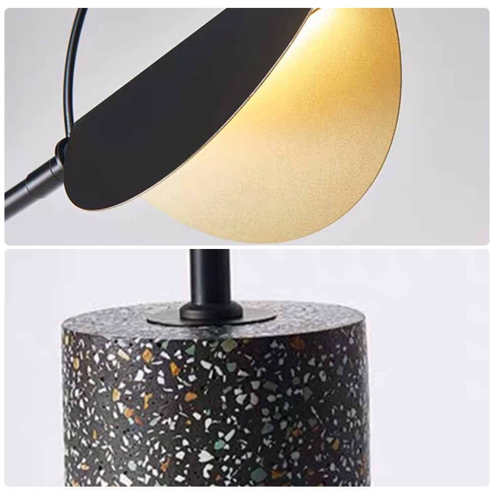 Mira Lampadaire Linéaire/Hémicycle Minimaliste Métal/Terrazzo Noir/Doré Salon - Neutralighting