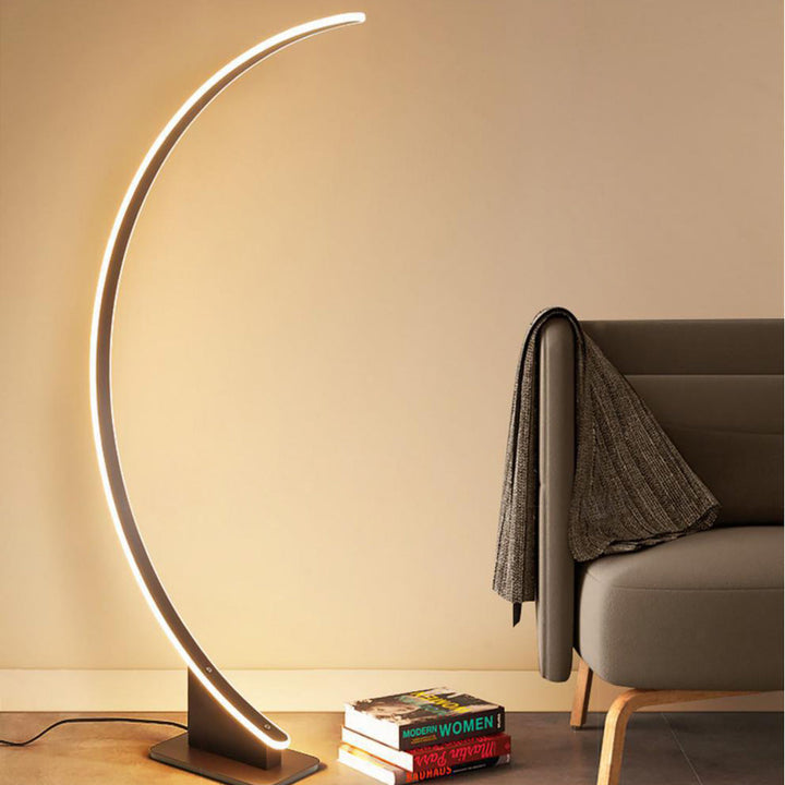 Ray Design Lampadaire Arche Simple Métal/Silicone Café/Blanc Salon/Chambre à Coucher - Neutralighting
